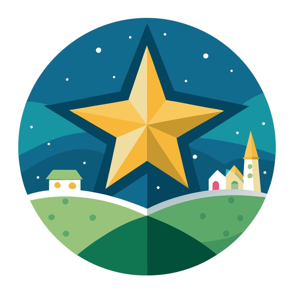 The star shines over the country of christmas of Jesus Christ. vector