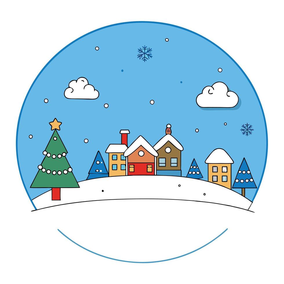 Merry christmas and happy new year greeting card with copy-space. winter christmas landscape. vector