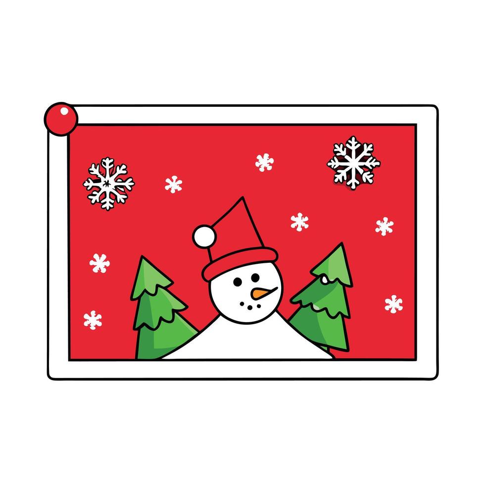 Photo of a festive red Christmas background with snowflakes vector