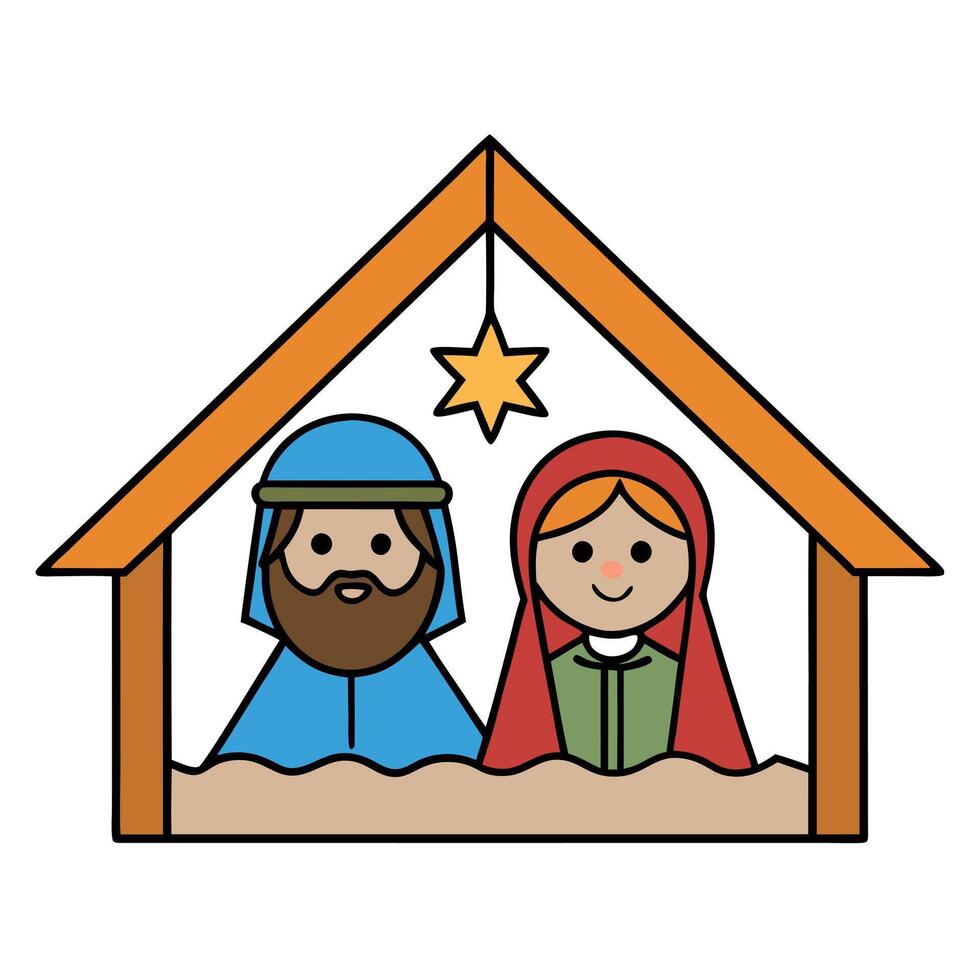 Close up of christmas nativity scene. Christmas concept. vector