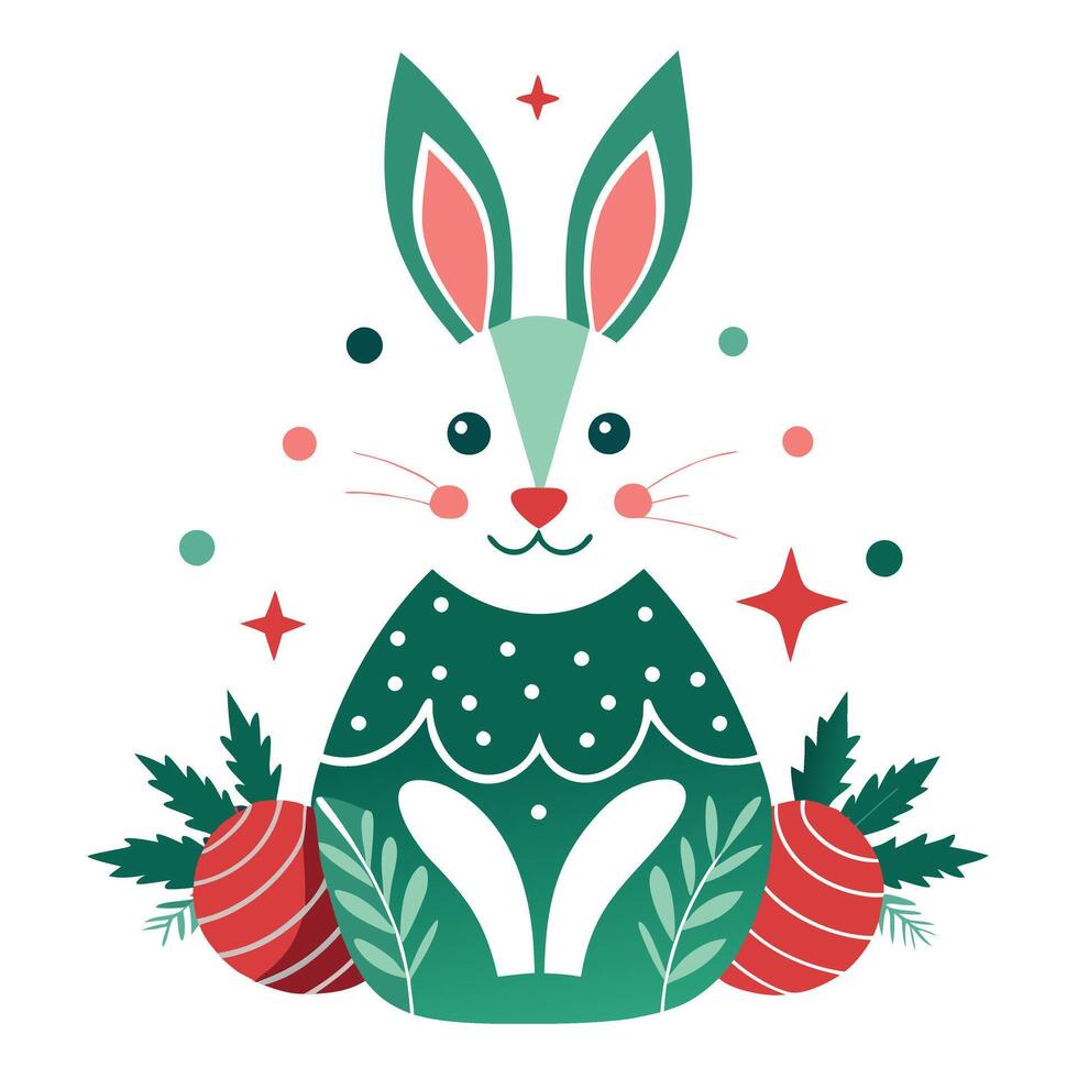 Decorative christmas rabbit. Card with negative space. vector