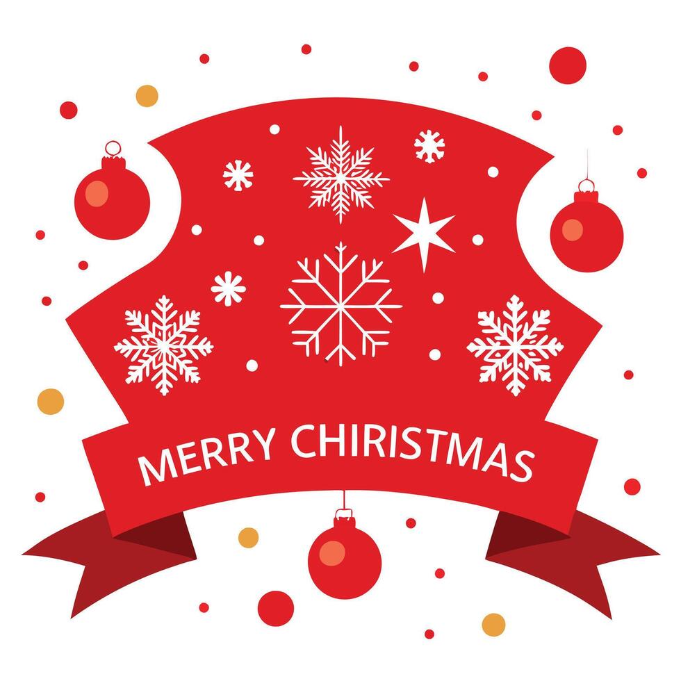 Glittering red Xmas background with snowflakes and lights. Merry Christmas banner. vector