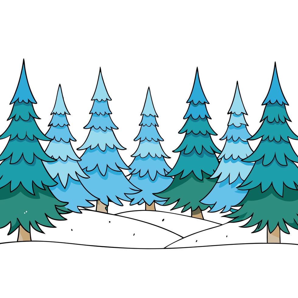 Winter forest background with snow-covered coniferous trees and place for text. vector