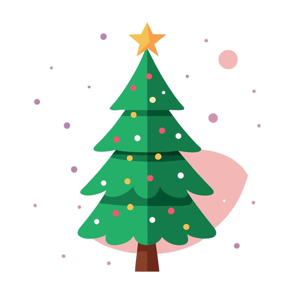 Christmas tree xmas holiday decoration with glitter bokeh background. ai vector