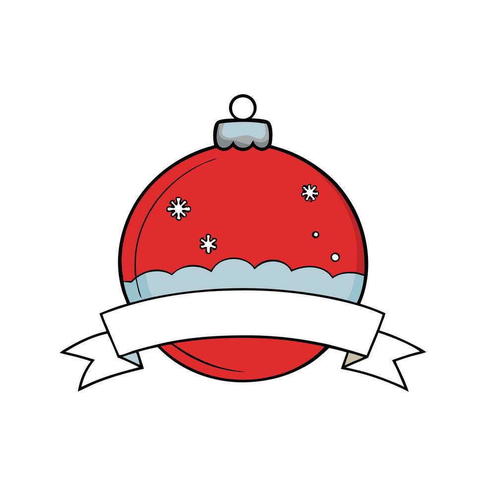 Close up of a Christmas bauble. snowy background with copy space. Christmas banner vector