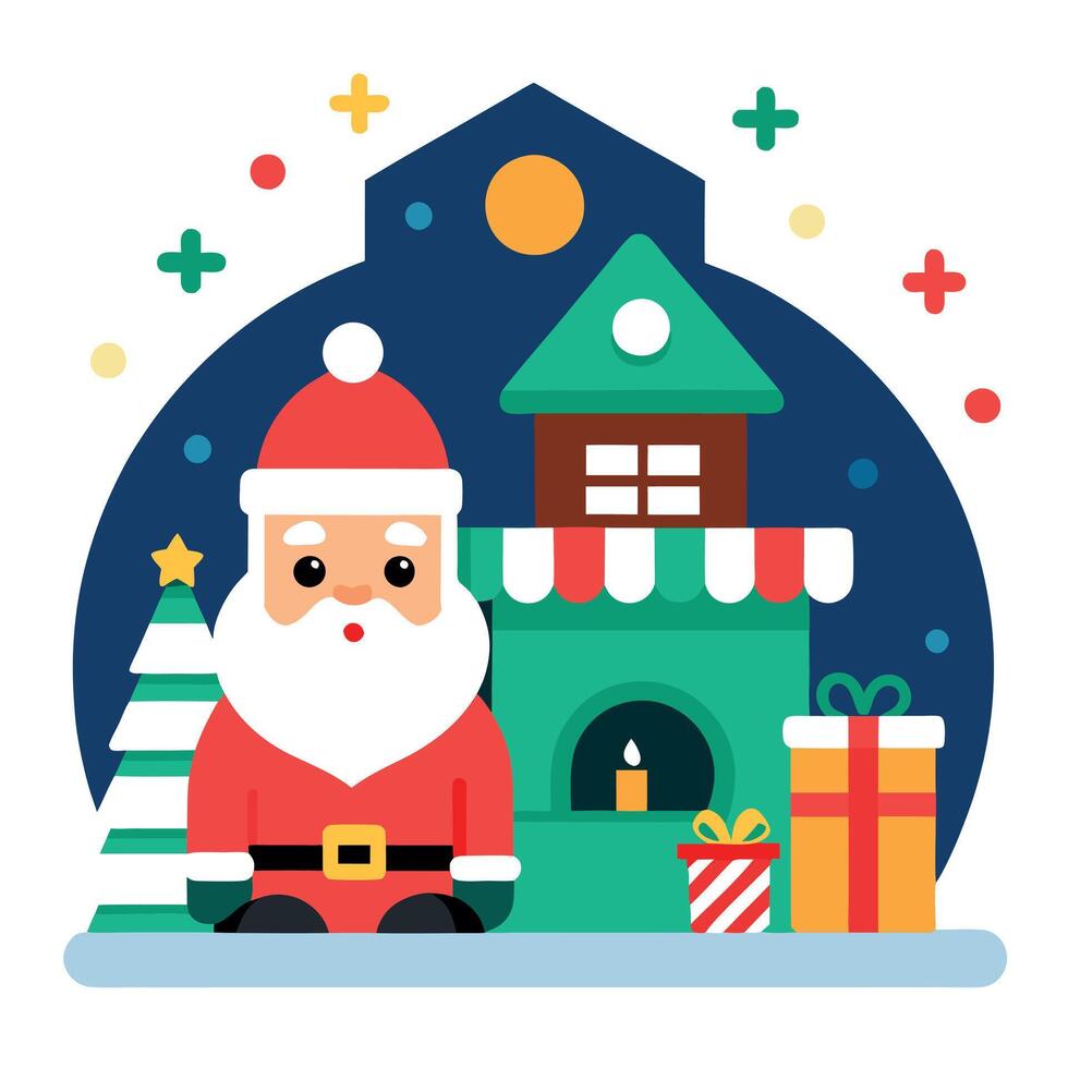 Santa Claus workshop. christmas interior background concept. vector