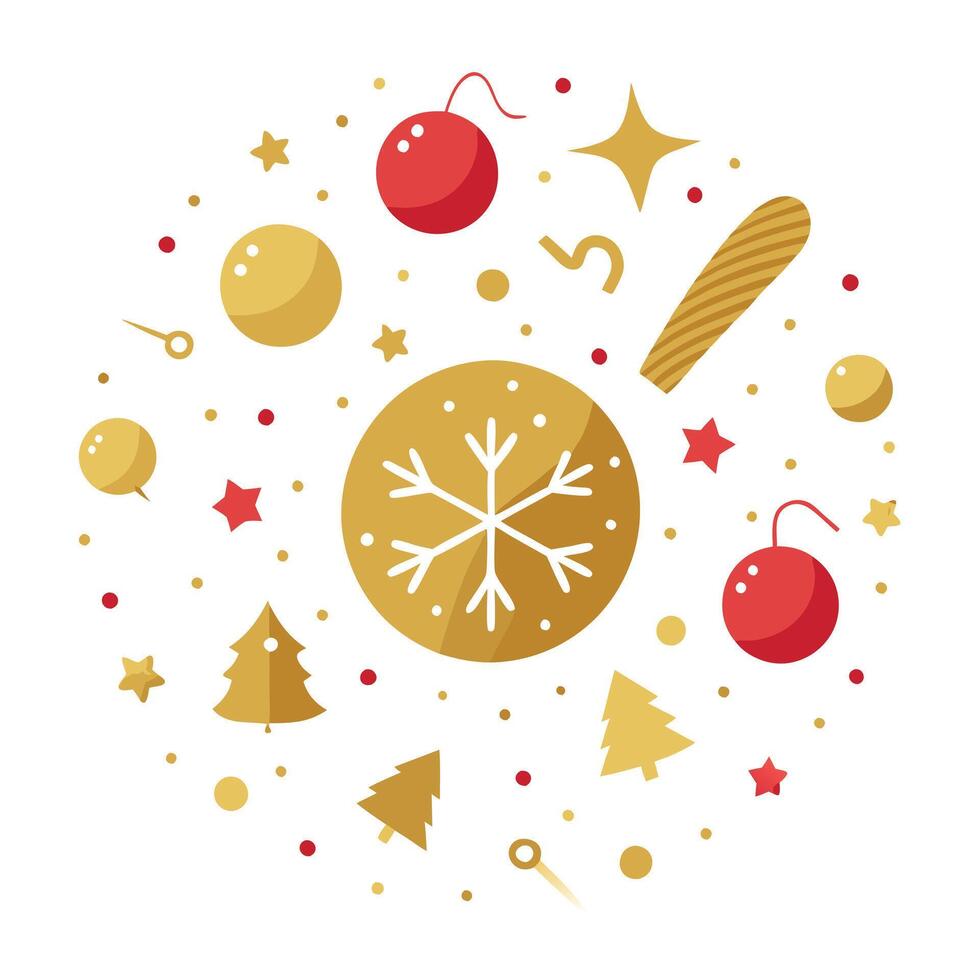 Golden christmas particles and sprinkles for a holiday celebration new year background. vector