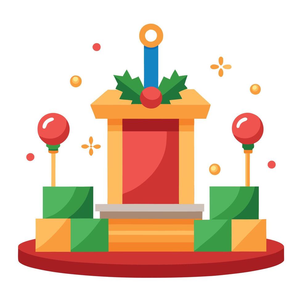 3d of luxury podium with christmas decoration. Christmas concept. vector