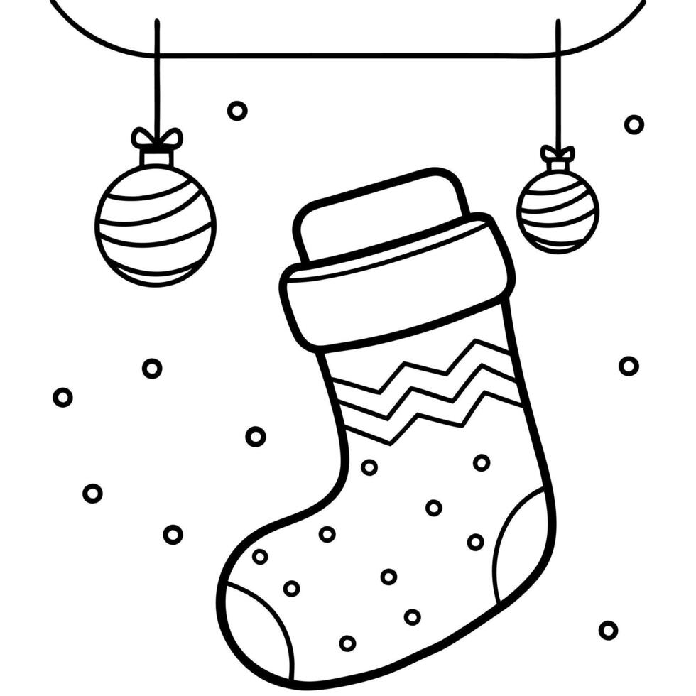 Santa sock hanging. bokeh background. christmas concept. vector