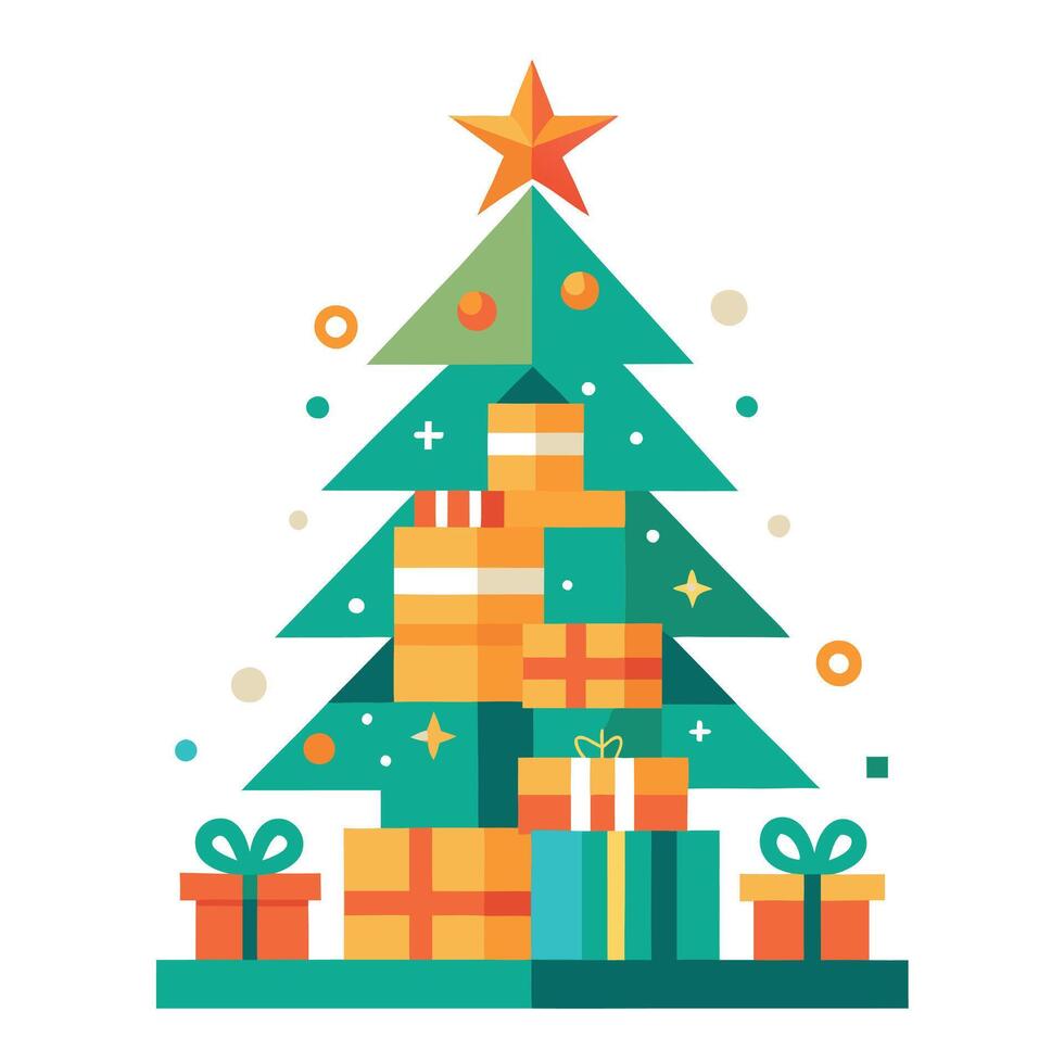 Abstract new year tree made of christmas gift boxes. vector