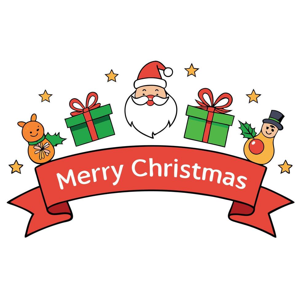 Merry christmas banner background with realistic elements. christmas illustration vector
