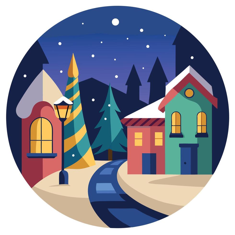 Artistic concept painting of a christmas street at night. background illustration. vector