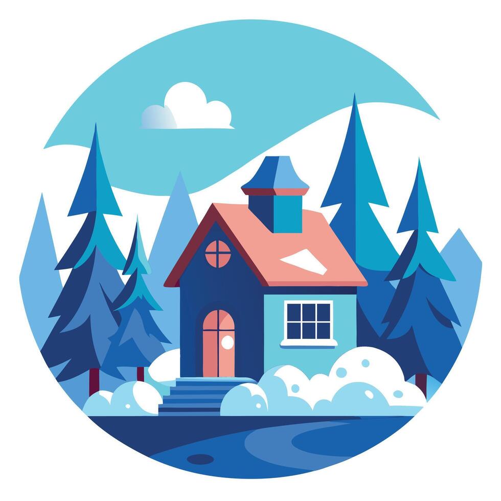 Artistic concept painting of a beautiful winter house. background illustration. vector