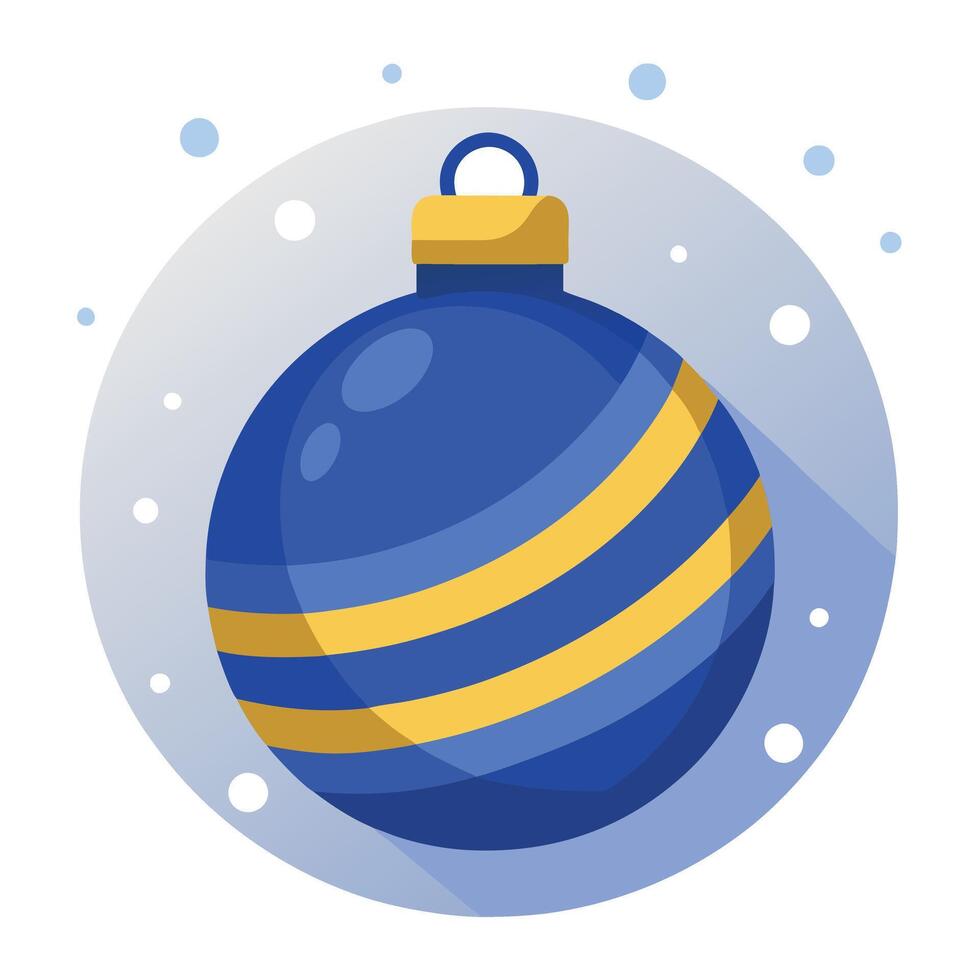 Christmas tree decoration with blue bauble on bokeh background with copy space. vector