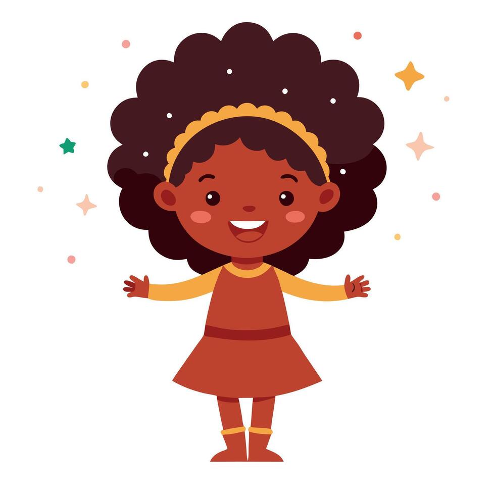 Little happy afro girl concept of christmas and new year on white background vector