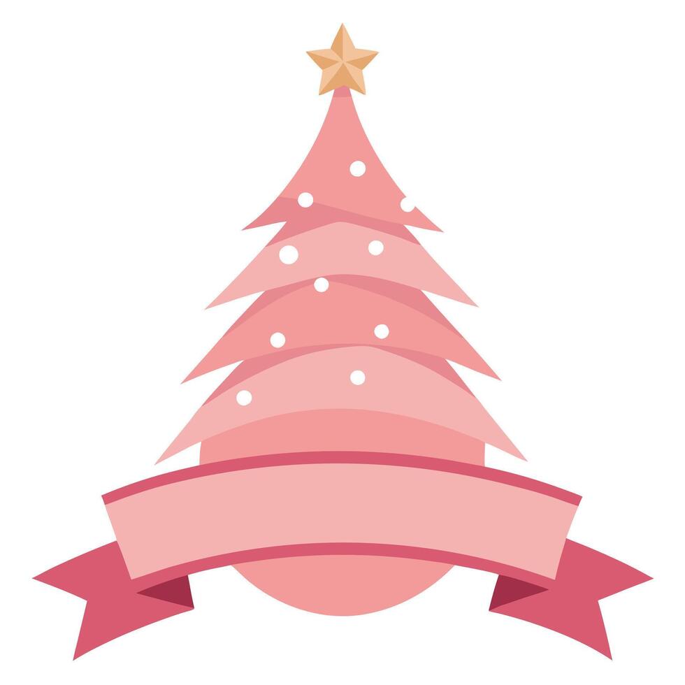 Pink christmas banner with light pink christmas tree with place for text vector