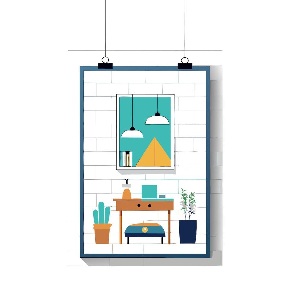Contemporary Poster Mock up. Scandinavian Interior Design Background. vector