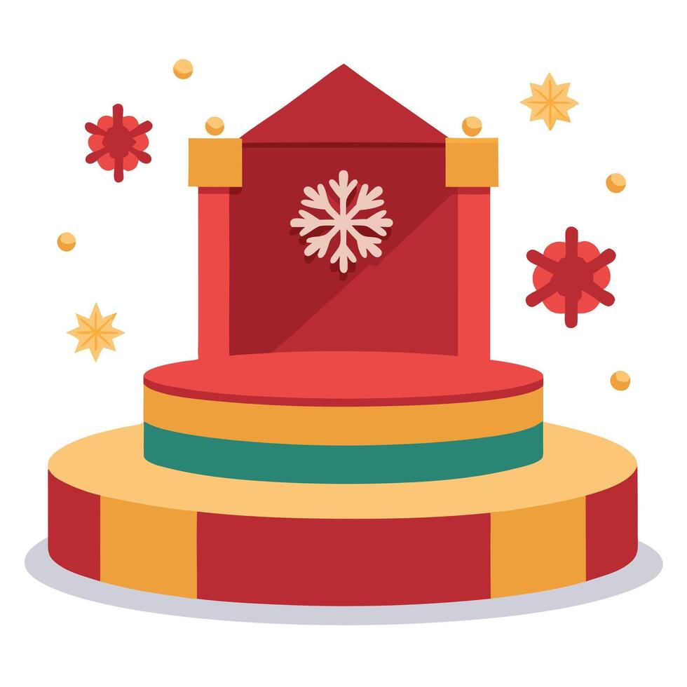 3d render of christmas background with festive podium and snowflakes. Elegant product stand. vector
