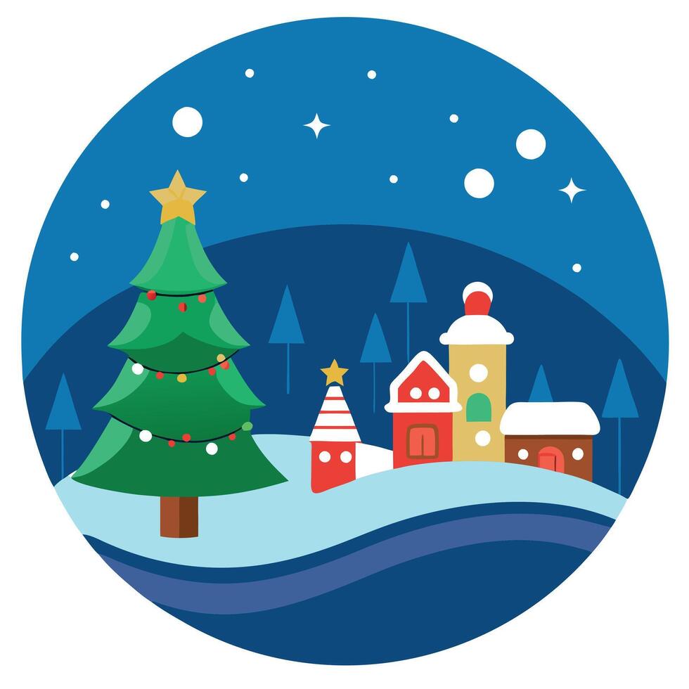 Panorama illustration of a christmas scene with bokeh and room for text. vector