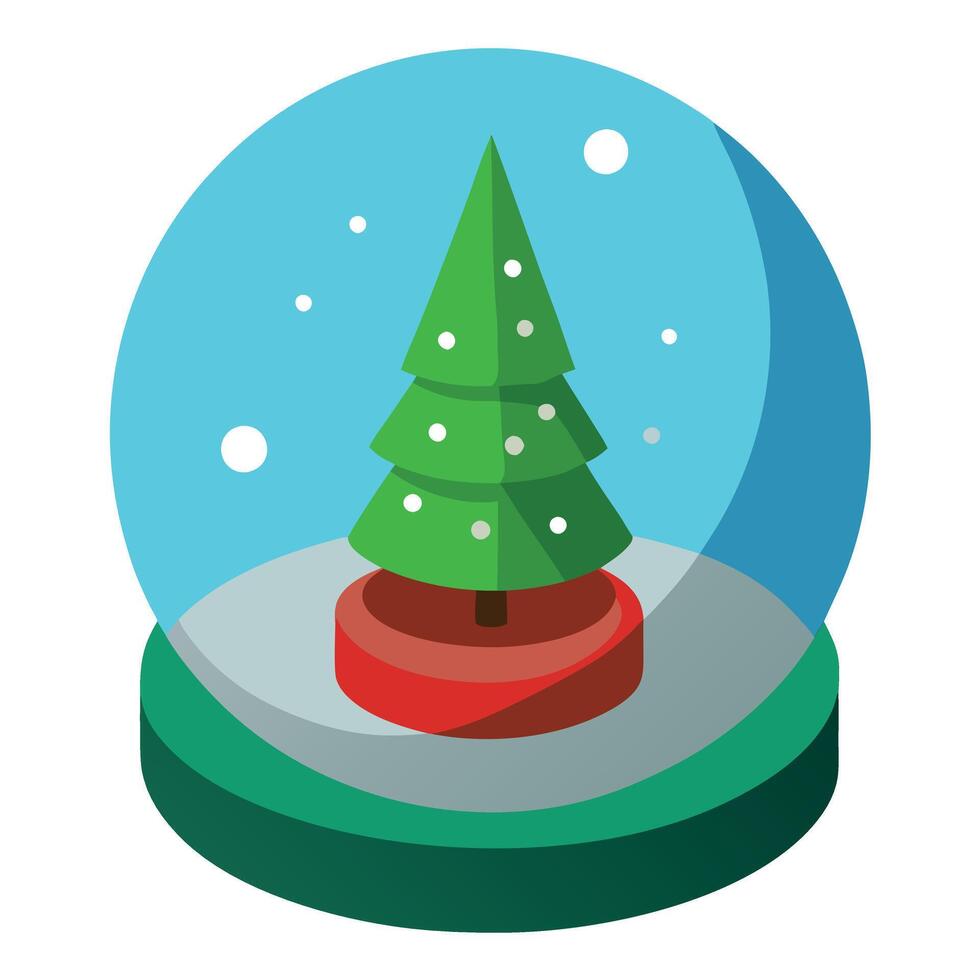 3D rendering of a Christmas snow globe with tree inside vector