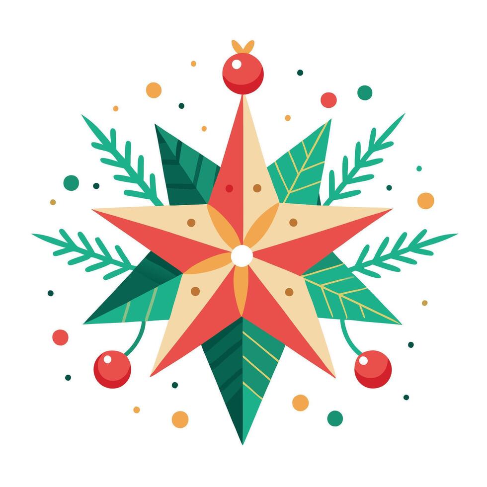 Decorative Christmas star. Merry christmas and happy new year concept. vector
