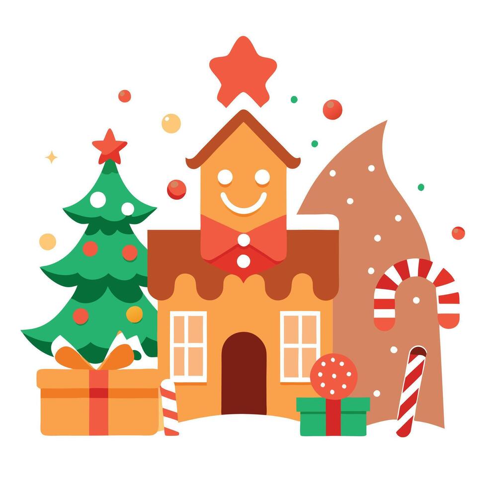 Gingerbread cookies arranged in a festive scene for Christmas celebration vector