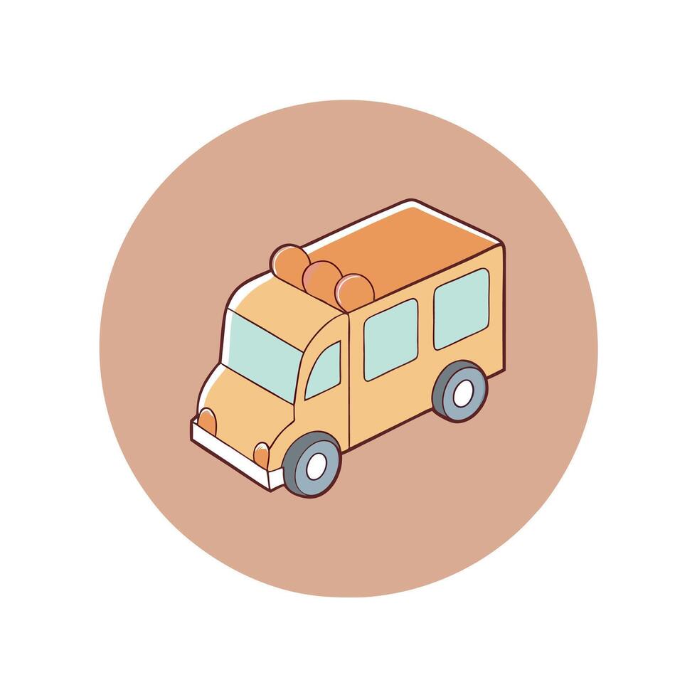 Top view of a gingerbread truck cookie on a isolated pastel background Copy space vector