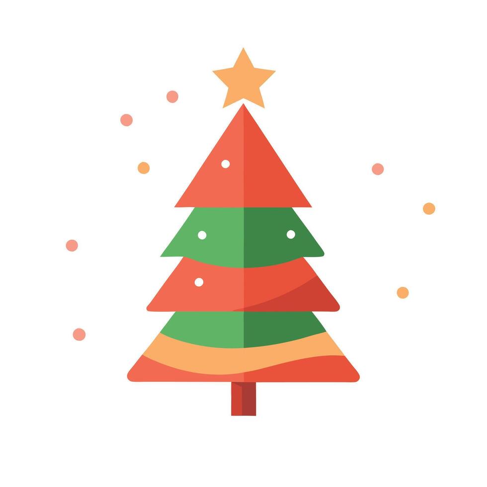 Minimalistic Style of a Christmas Tree over an Abstract Background. Simple Design. vector
