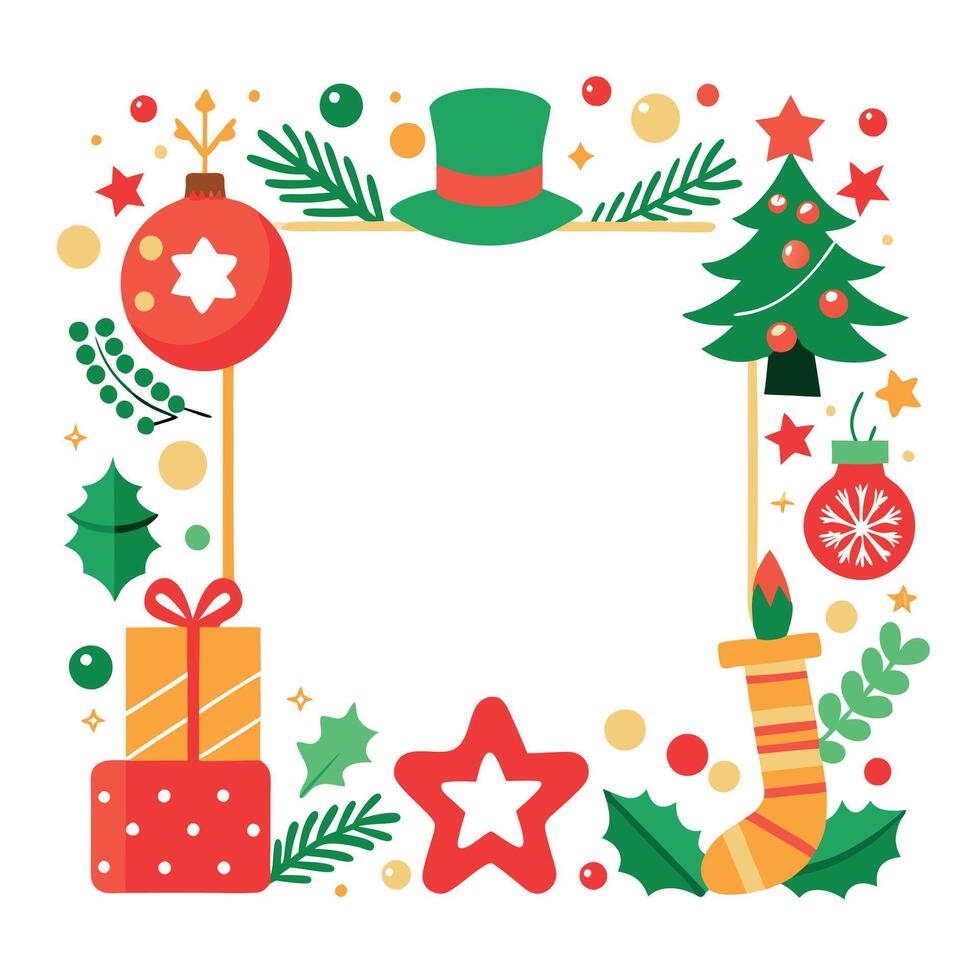 Christmast border desing around a blank space. Decorated border for winter holidays. vector