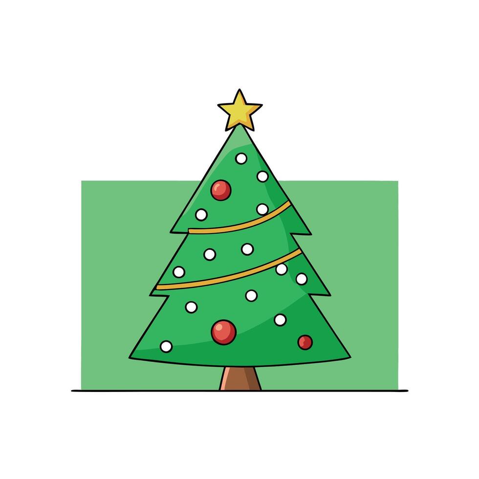 Christmas tree on green background. Copy space. Banner. Xmas greeting card vector