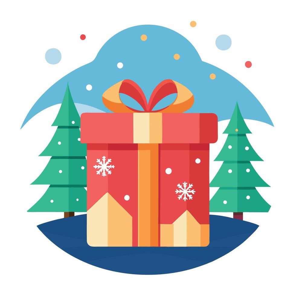 Gift box. Merry christmas and happy new year concept. Winter backdrop. vector