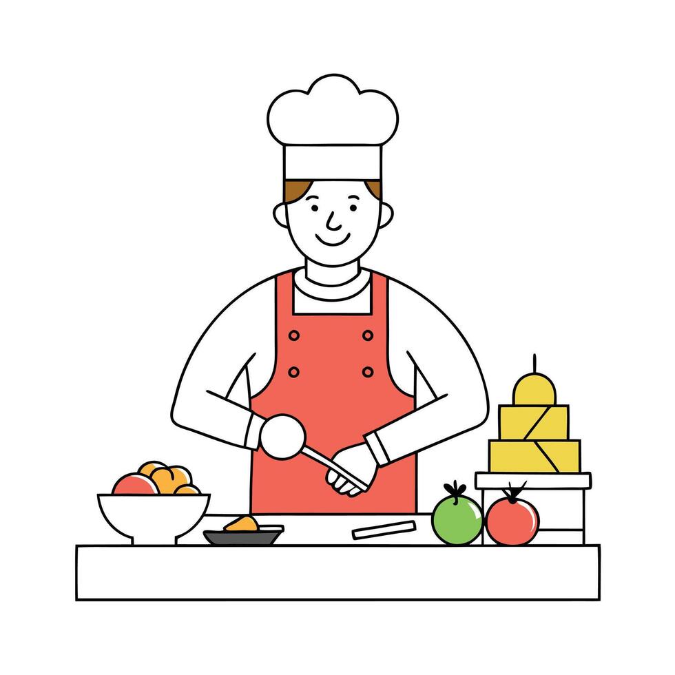 Man preparing delicious and healthy food in the home kitchen for christmas vector