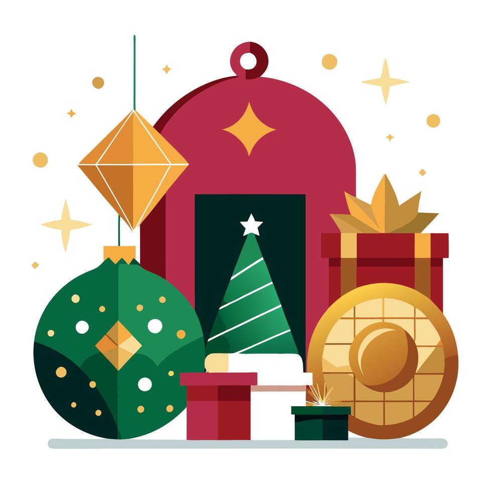 Decorate your Christmas and New Year interiors with glitz and glamor in rich jewel tones. vector