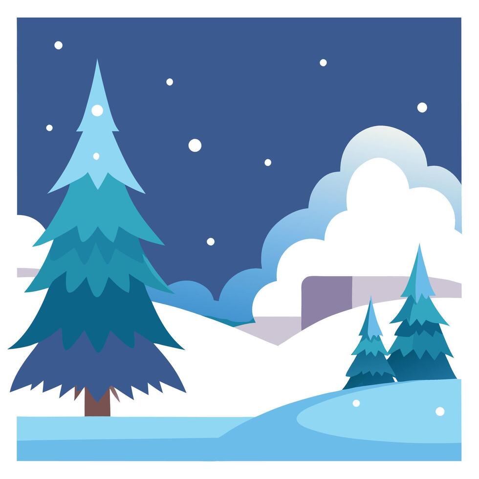 Abstract winter landscape fir border christmas greeting card vector