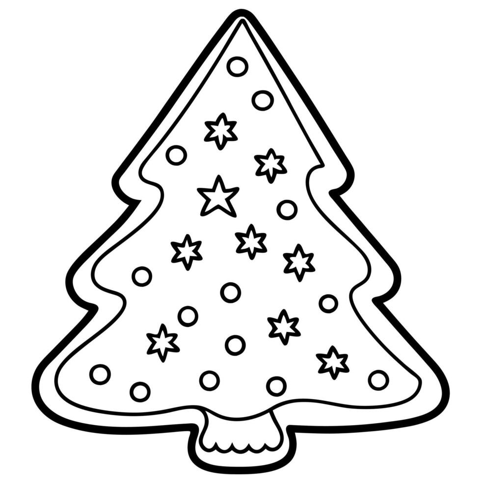 Detailed Green Christmas Tree Cookie with Festive Decor vector