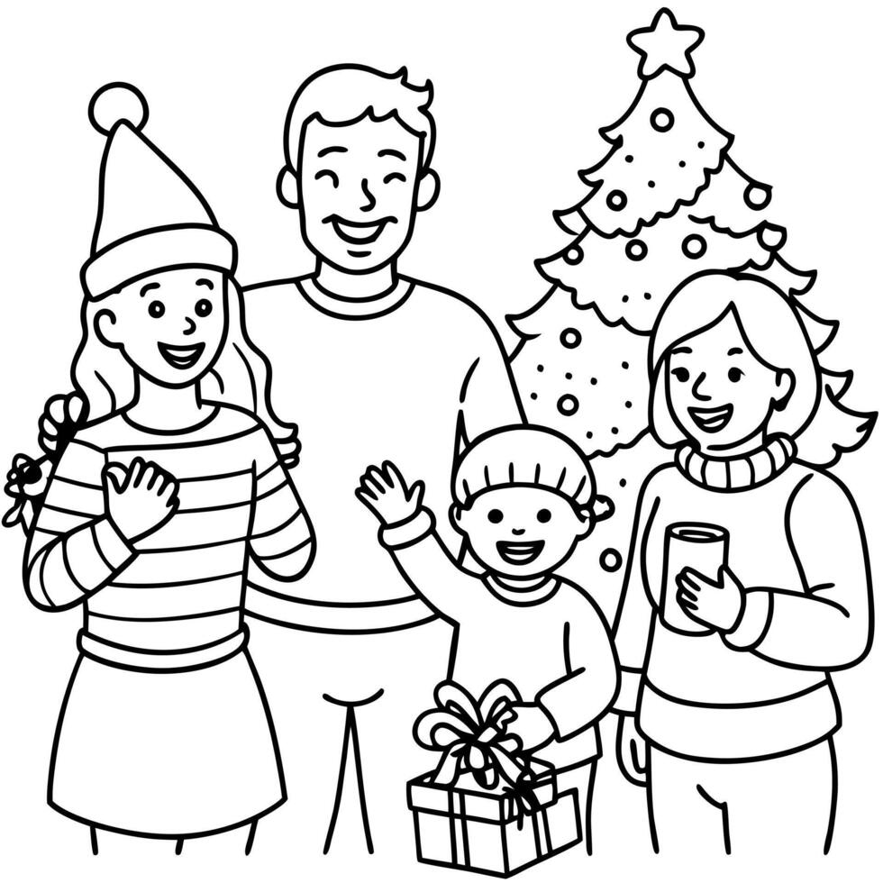Happy family celebrating enjoyed for christmas festive and New Year. vector