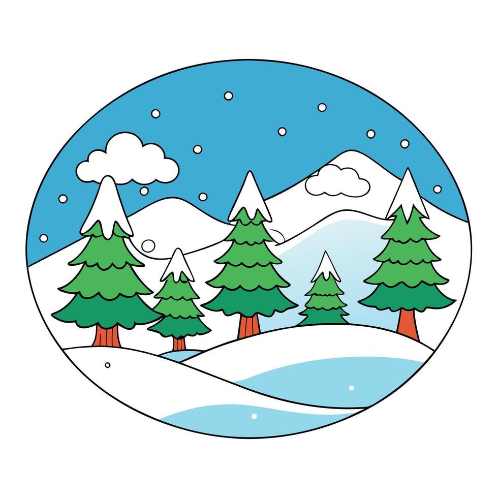 Winter landscape with snow and fir trees as vintage christmas wallpaper vector
