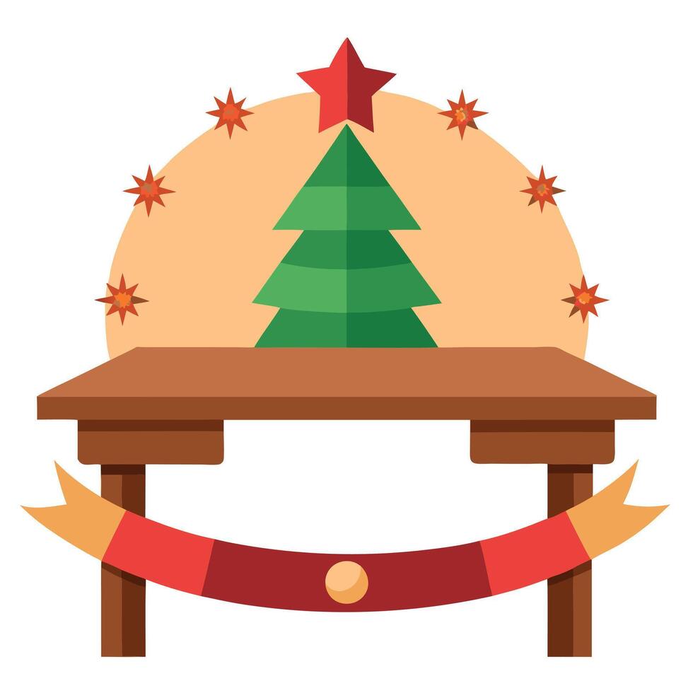 New Year festive empty wooden table blurred background Christmas banner vector