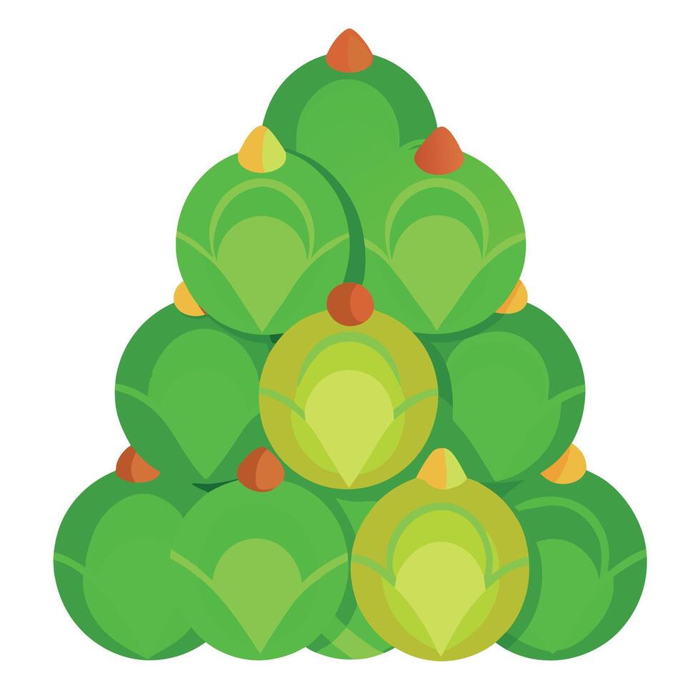 A pile of festive brussels sprouts in the shape of a christmas tree vector