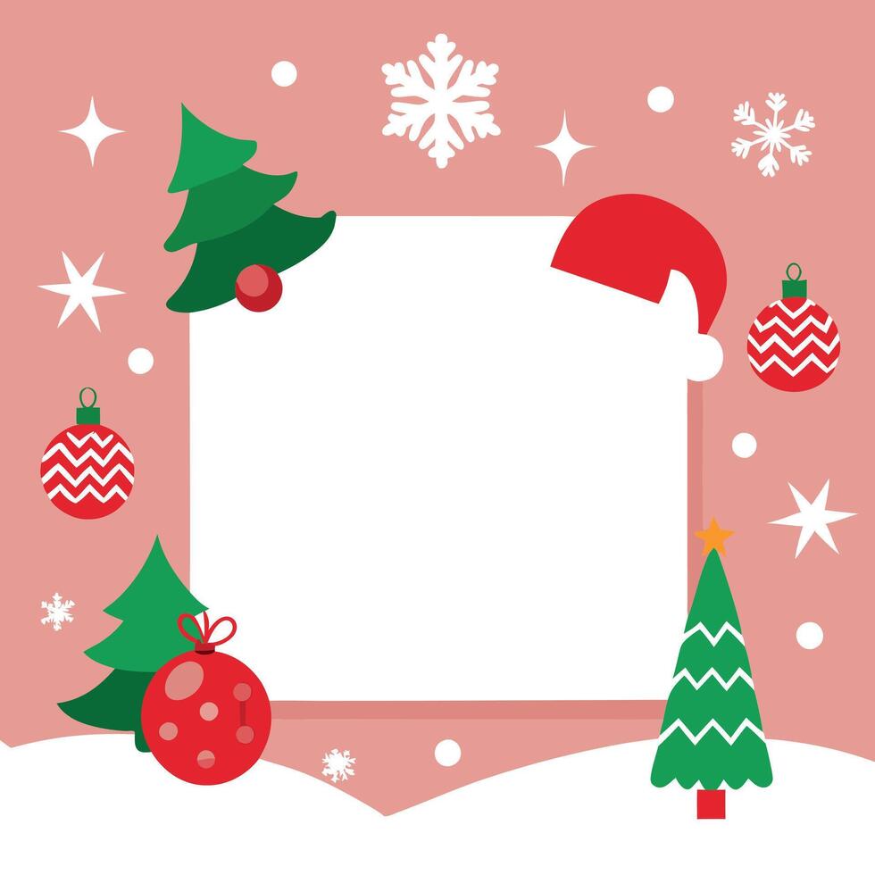 Blank white christmas template for card. Holiday card vector