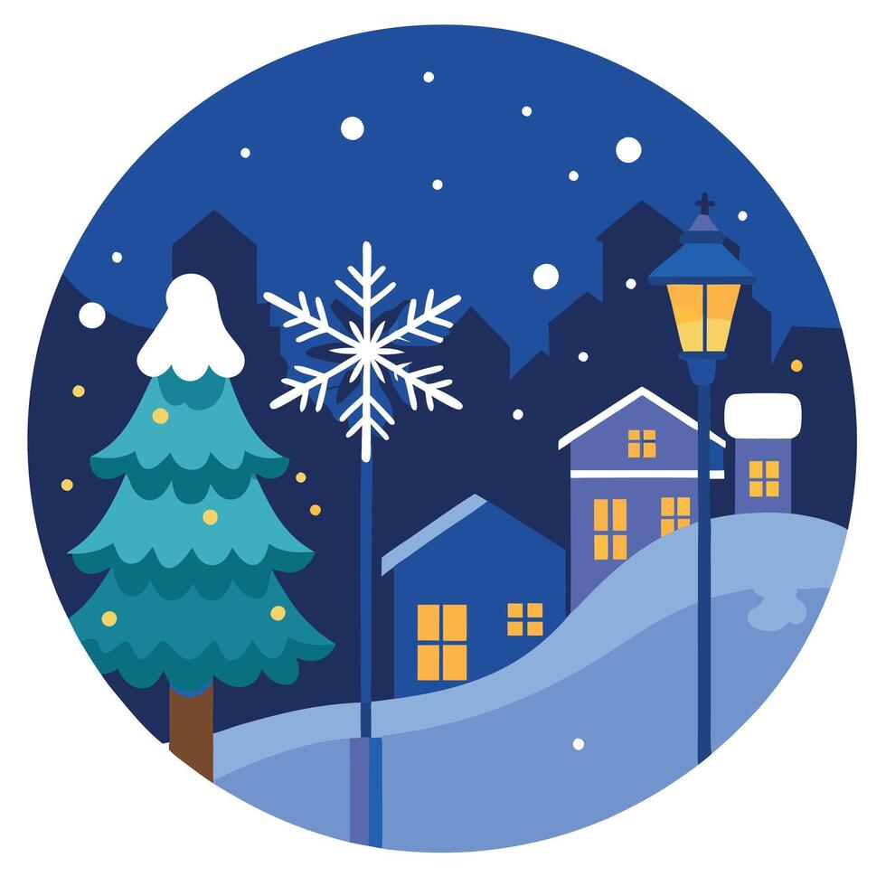 Snowflakes decorated on blurred background with night street light vector