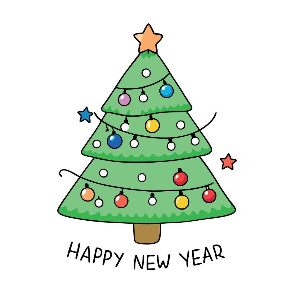 Magic tree. Merry christmas and happy new year concept vector