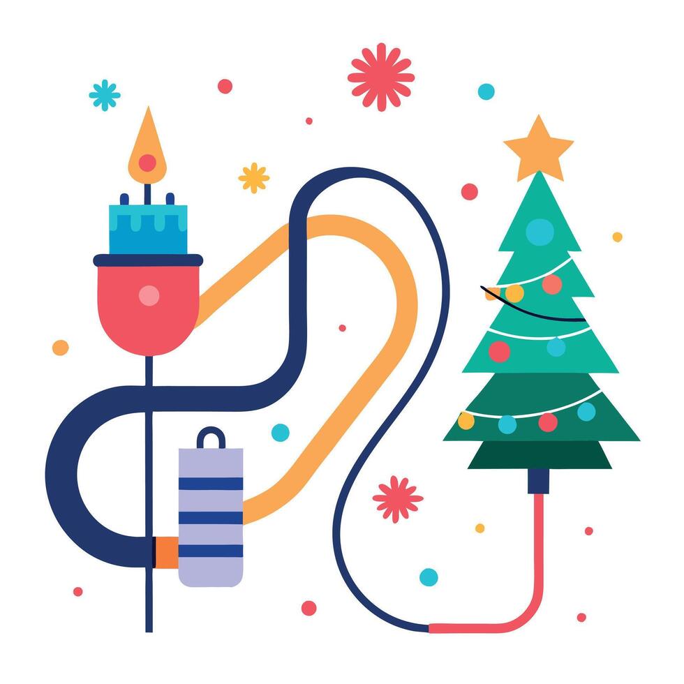 Creative New Year design template with fiber optic cable and an abstract Christmas tree. vector