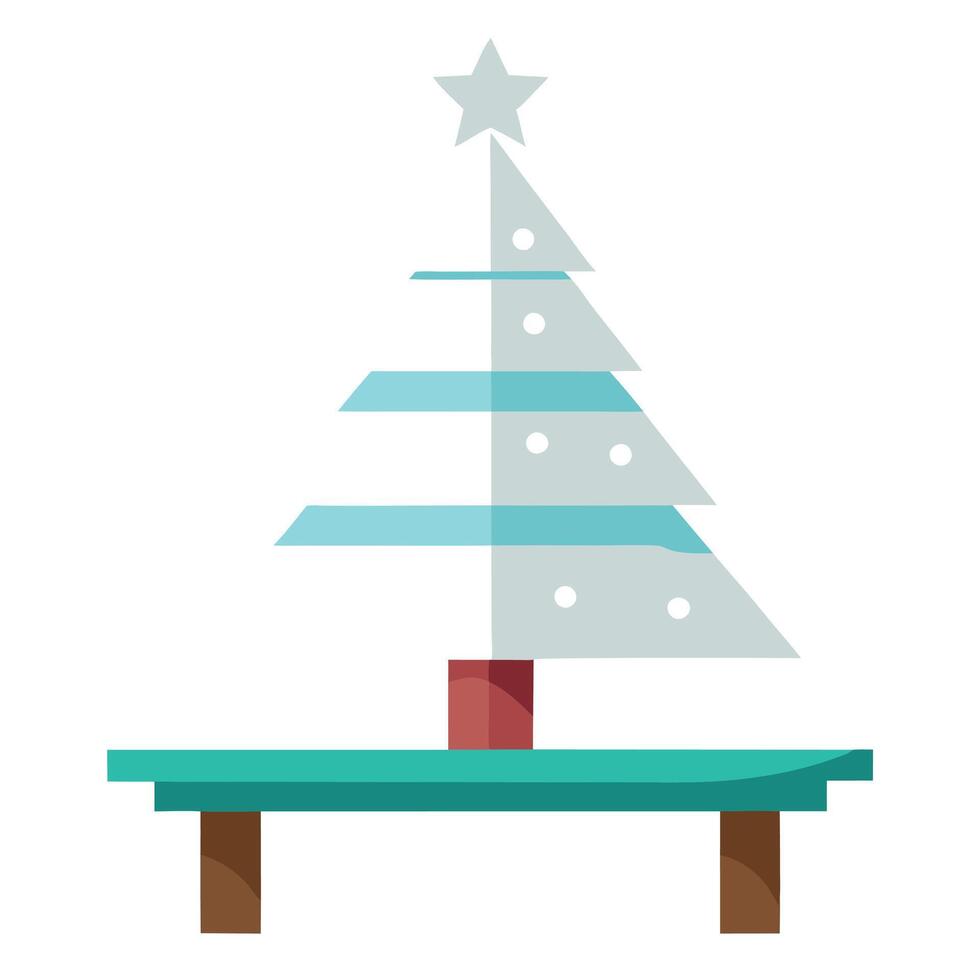 A white christmas tree sitting on top of a table. Simple Christmas trees. vector