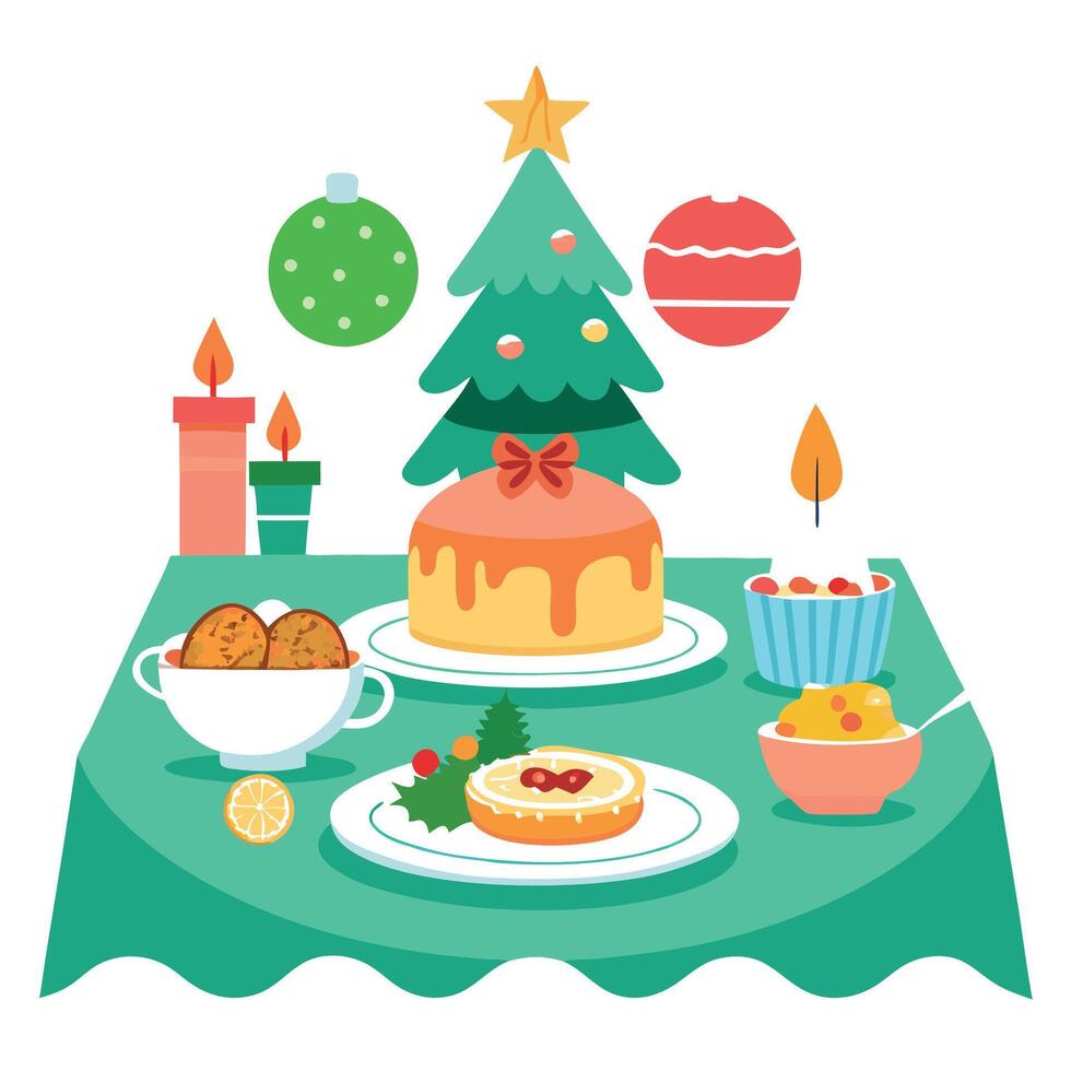 Christmas meal. served on the table with decoration christmas vector