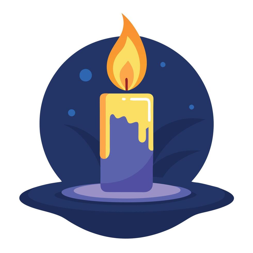 Burning candle in the dark. Watercolor illustration. technology. vector