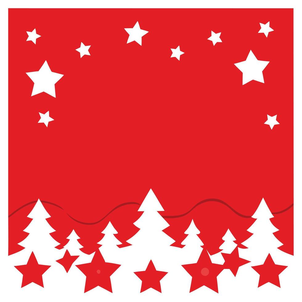 Red christmas background with border made of cut paper star. vector