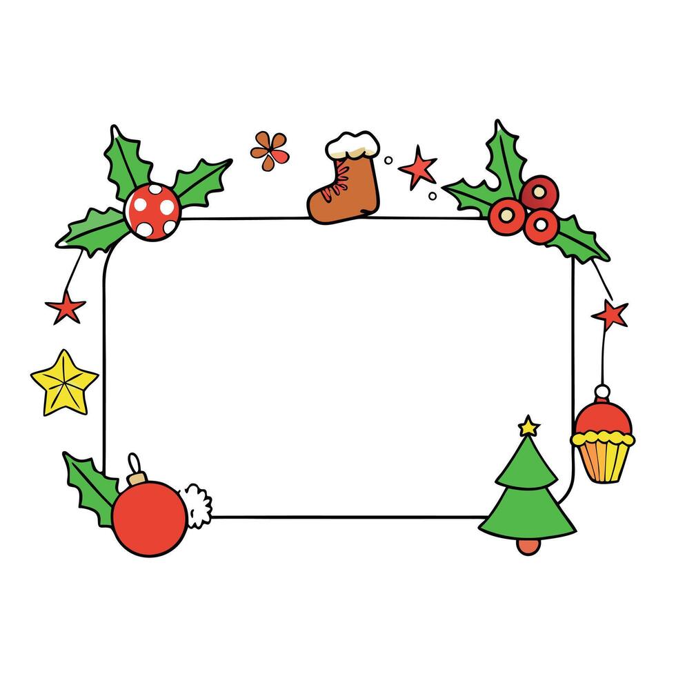 Christmas frame of Christmas decorations on the background. Copy space. New Year. vector