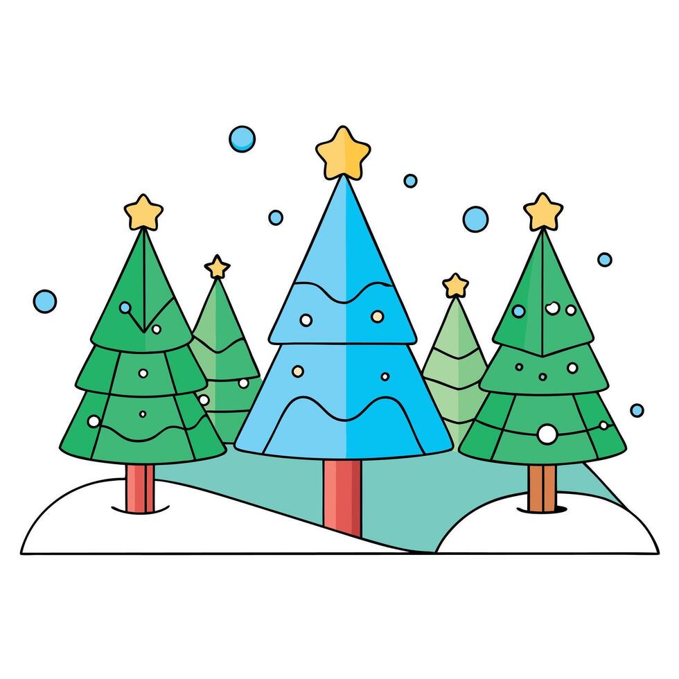 Christmas time. Abstract art of christmas trees in winter landscape. image. vector
