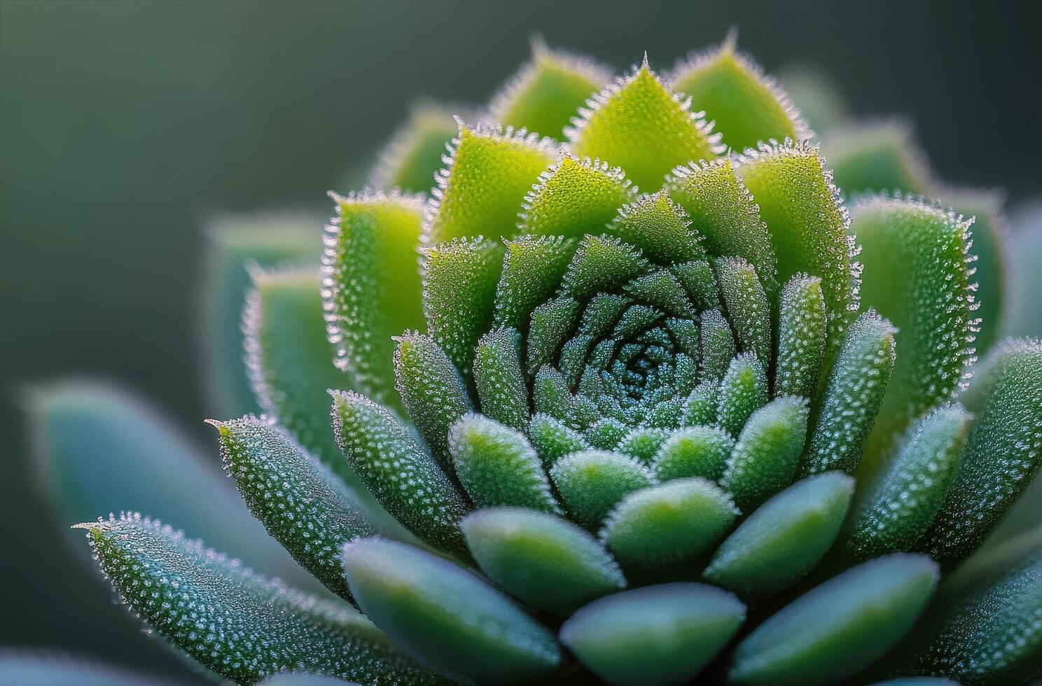 Detailed view of a succulent plant with droplets on its leaves in natural light photo